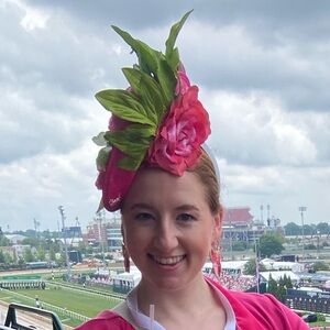 Handmade Pink Rose Fascinator Headband Derby Oaks Day